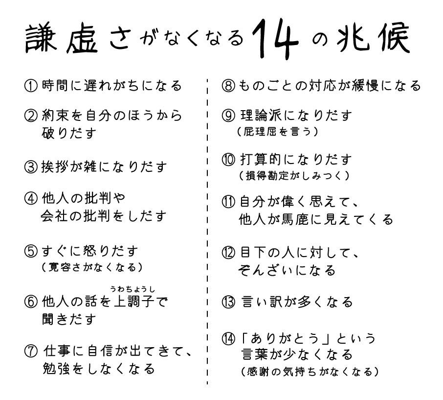 謙虚 さ が なくなる 14 の 兆候